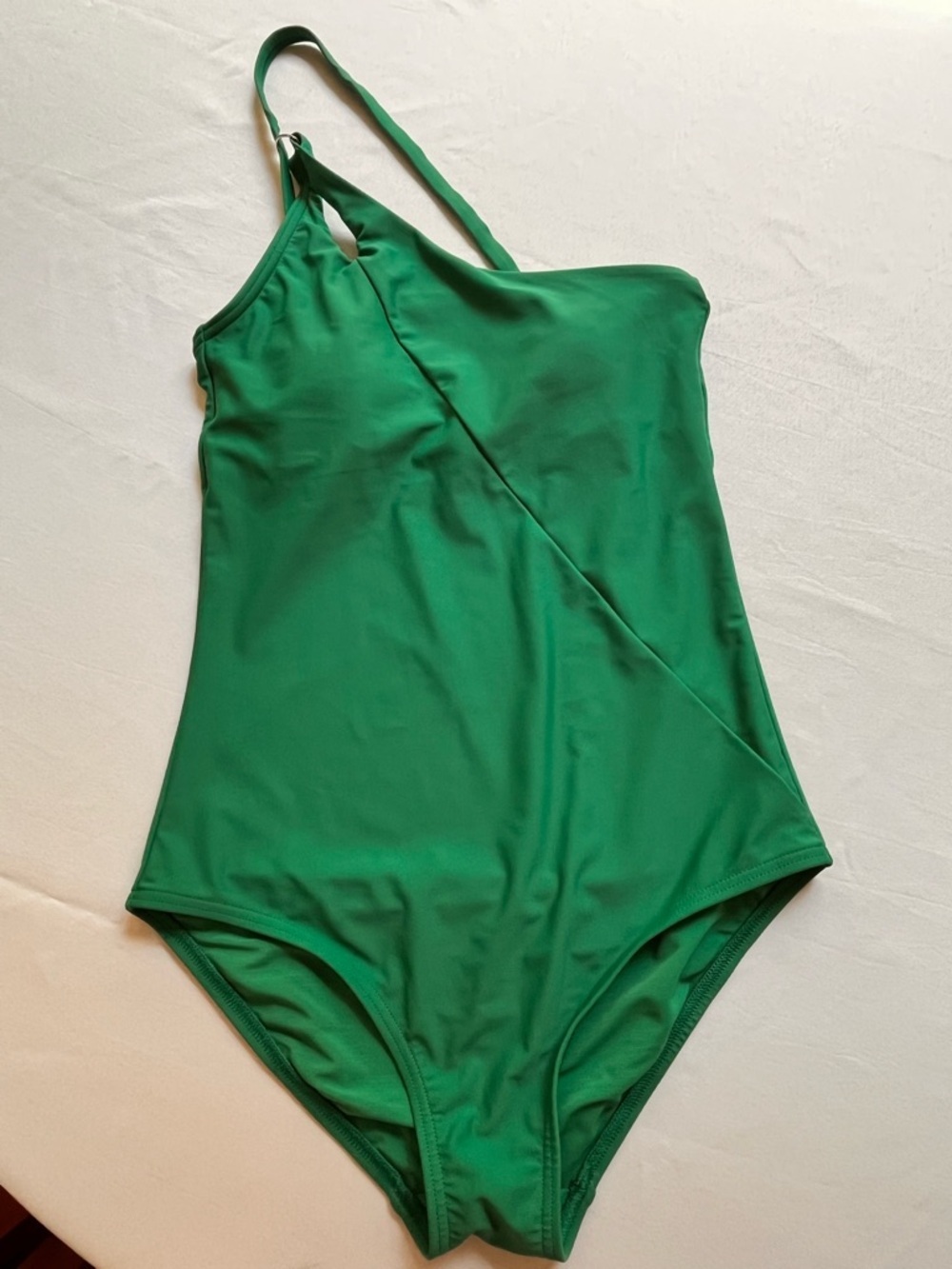 Lands End EUC One-Shoulder Green Swimsuit Small 6-8 Quality PC Summer Beach Vaca